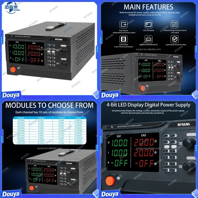 High Power 60V 20A Bench Power Supply - Alimentation de laboratoire réglable à double
